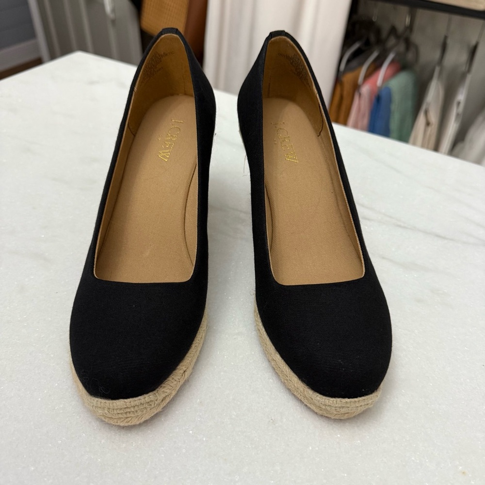 J.Crew l Black Espadrille Wedge Shoes